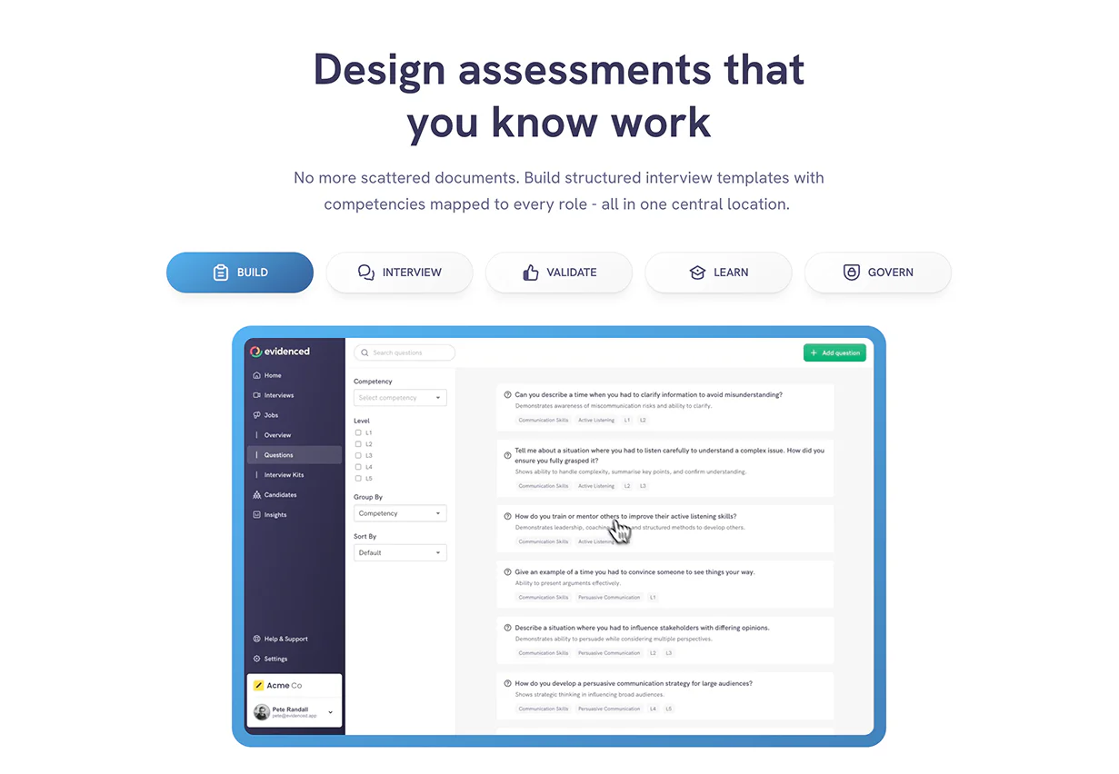 Evidenced marketing site — product overview