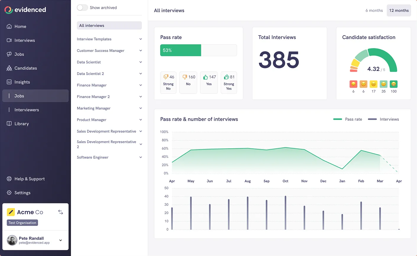 Evidenced product UI built on the design system