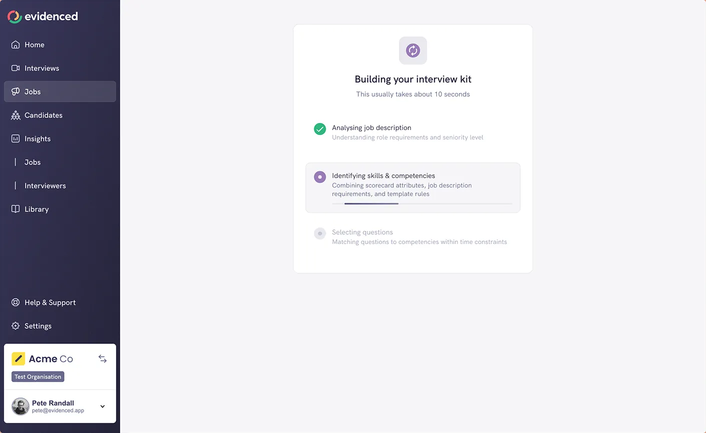 Evidenced product UI built on the design system